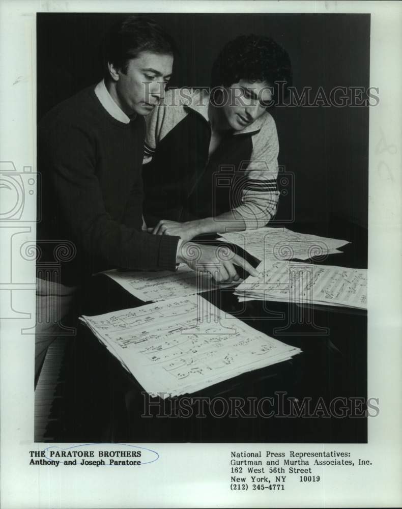 1987 Press Photo New York musical duo Anthony & Joseph Paratore, Duo Pianists - Historic Images