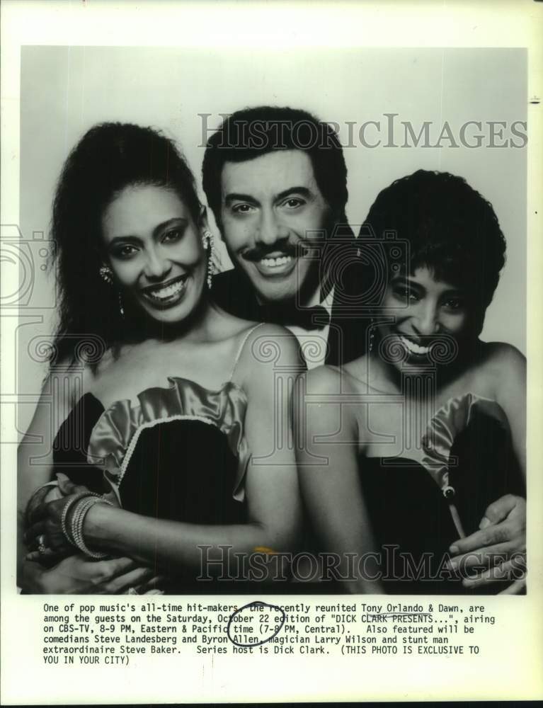 1988 Press Photo Musical artists Tony Orlando &amp; Dawn appear on CBS Television - Historic Images