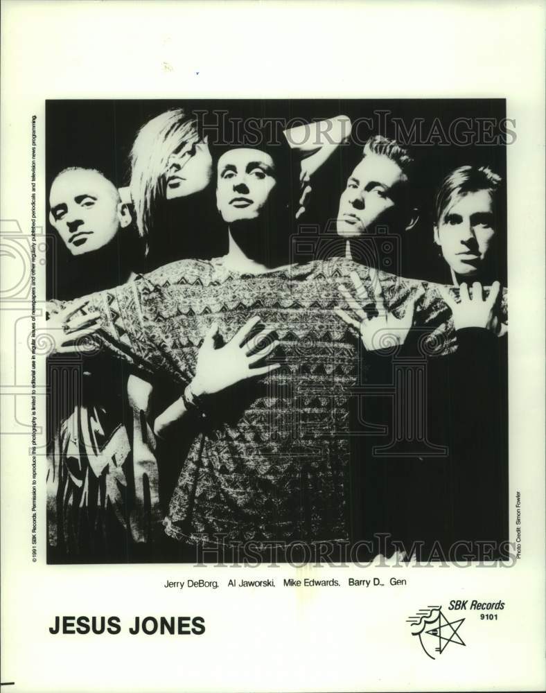 1991 Press Photo SBK Records recording artists Jesus Jones - Historic Images