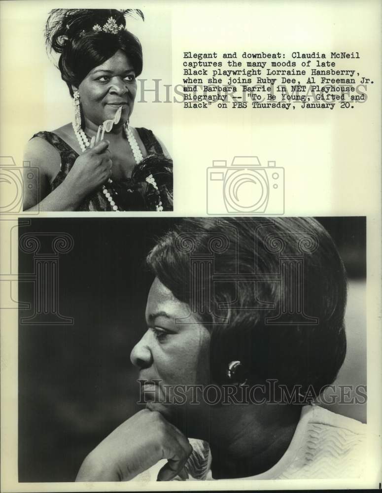 Press Photo Claudia McNeil stars in &quot;To Be Young, Gifted and Black&quot; on PBS-tV - Historic Images