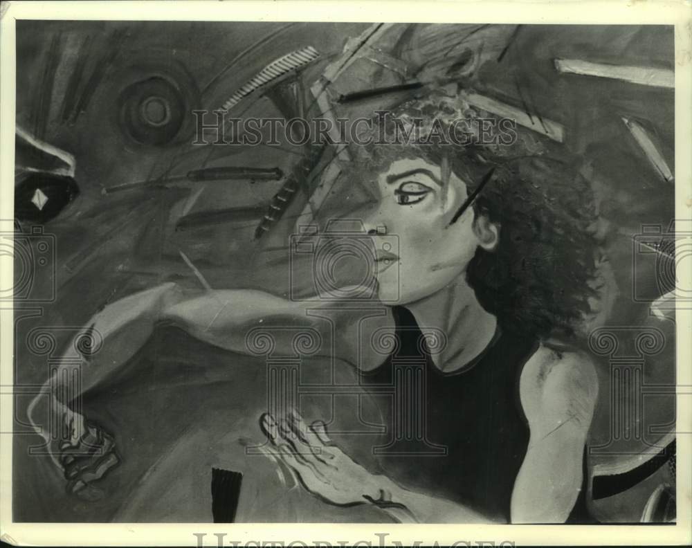 1986 Press Photo Self-portrait by artist Lori Lawrence - Historic Images