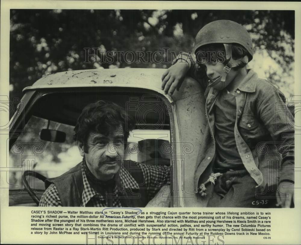 1978 Press Photo Walter Matthau &amp; Michael Hershewe star in &quot;Casey&#39;s Shadow&quot; - Historic Images