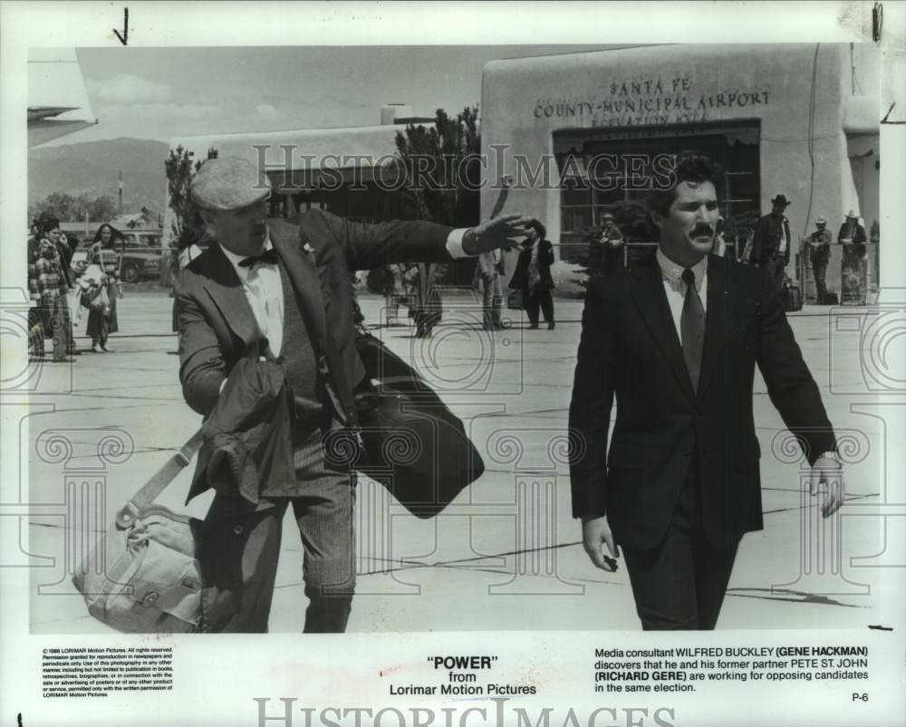 1986 Press Photo Gene Hackman &amp; Richard Gere costar in &quot;Power&quot; - Historic Images
