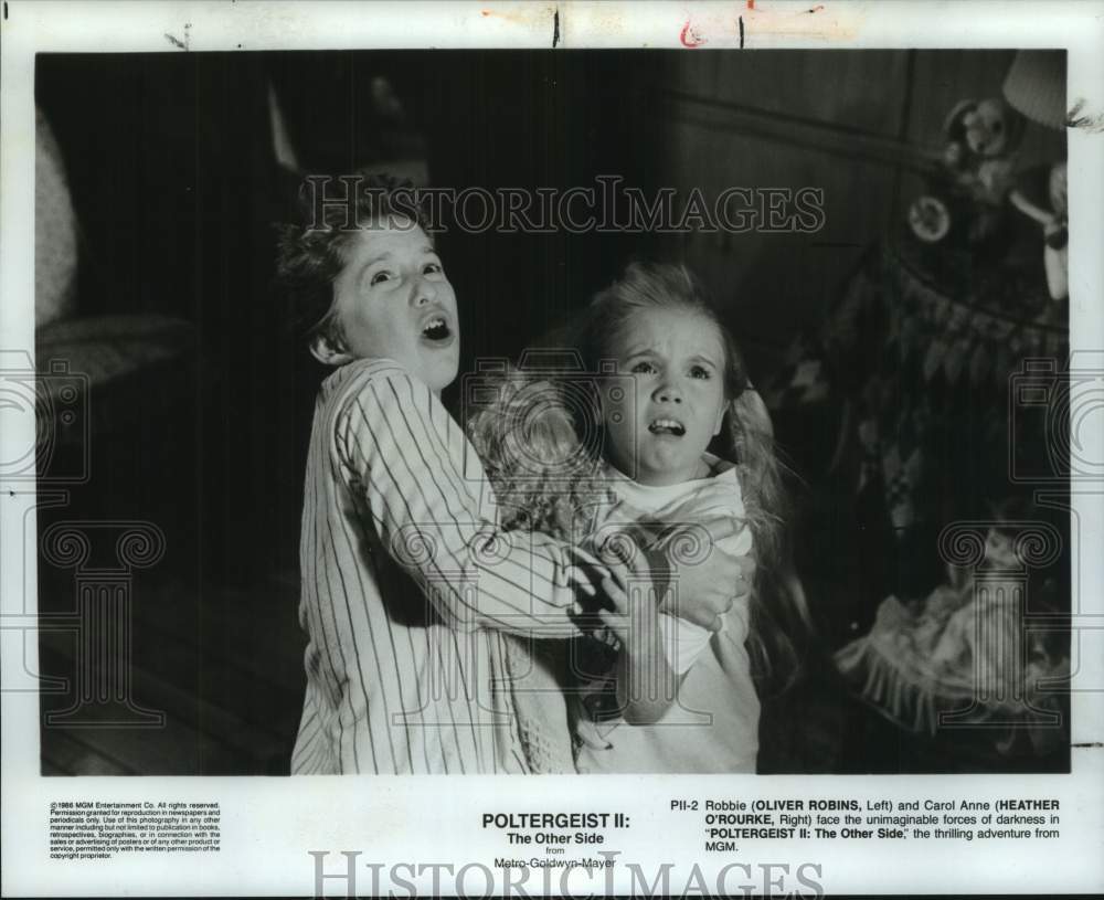 1986 Press Photo Oliver Robins &amp; Heather O&#39;Rourke in &quot;Poltergeist II&quot; - Historic Images