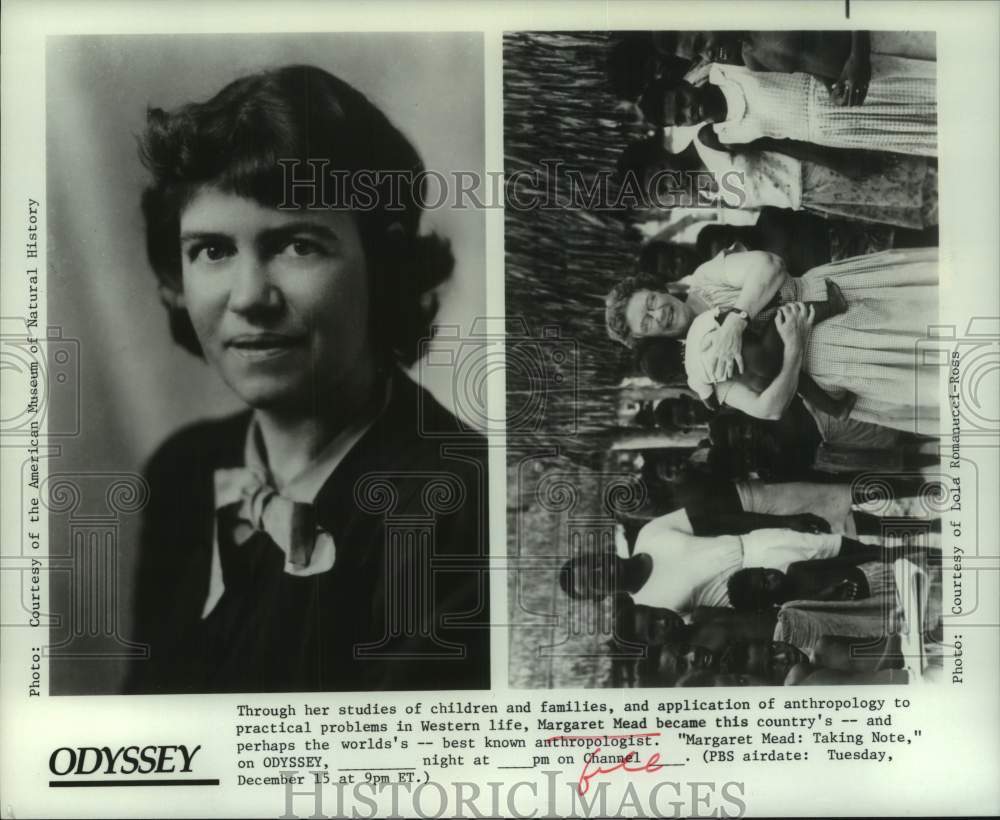 1981 Press Photo Anthropologist Margaret Mead profiles by Odyssey on PBS-TV - Historic Images