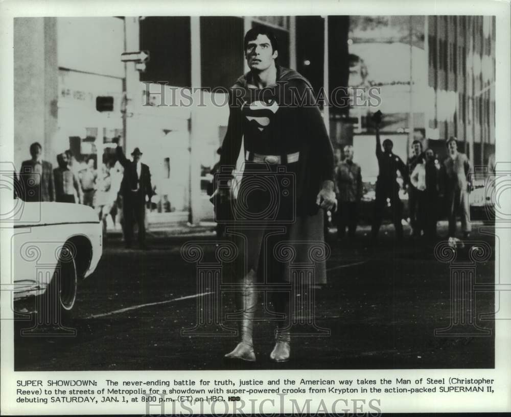 Press Photo Christopher Reeve in &quot;Superman II&quot; on HBO - Historic Images
