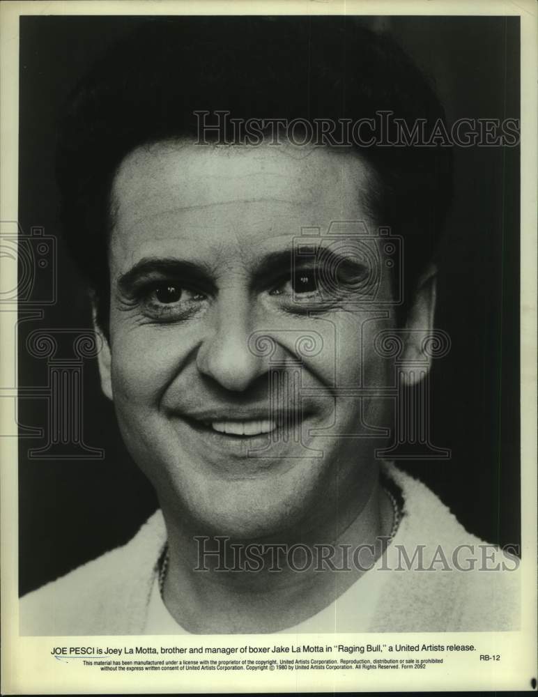 1980 Press Photo Joe Pesci as Joey La Motta in "Raging Bull" - Historic Images