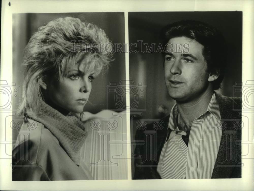 1985 Press Photo Lisa Hartman & Alec Baldwin in "Knots Landing" on CBS-TV - Historic Images