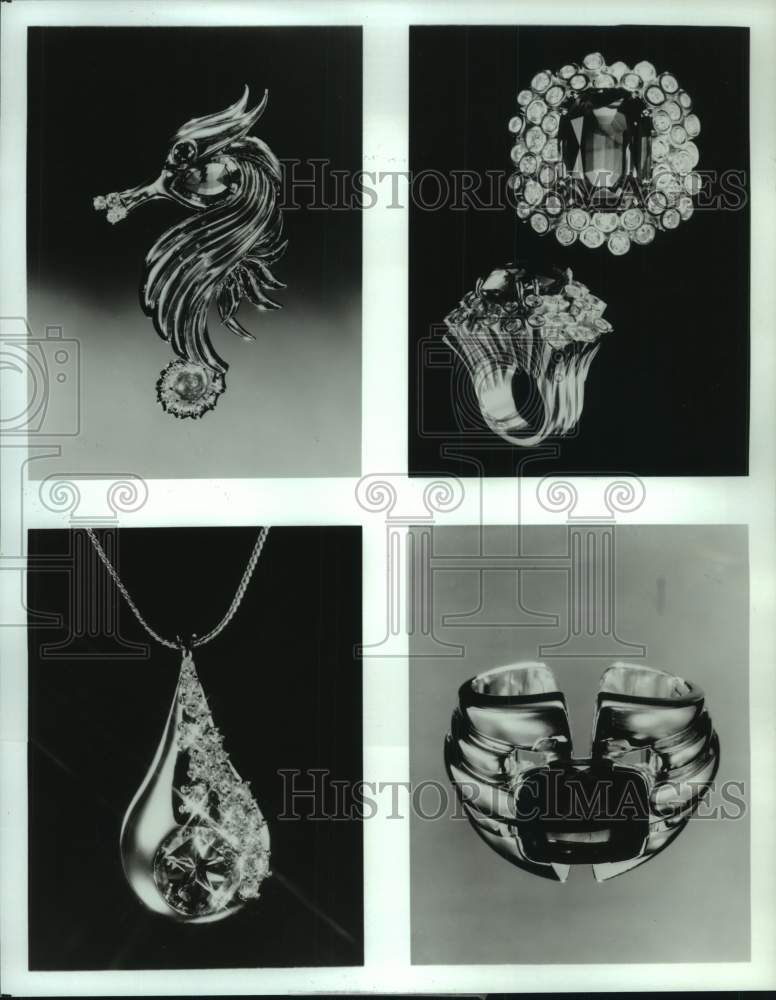 Press Photo Pieces of jewelry from American Gem Society&#39;s Touring Collection - Historic Images