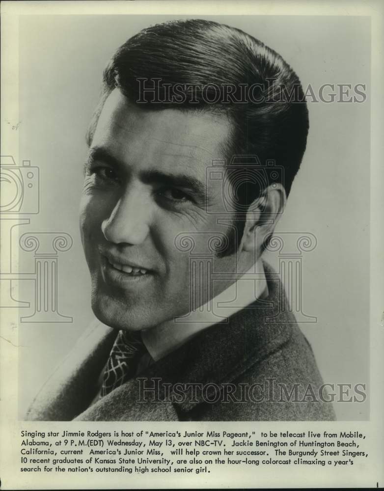 Press Photo Jimmie Rodgers hosts "America's Junior Miss Pageant" on NBC-TV - Historic Images