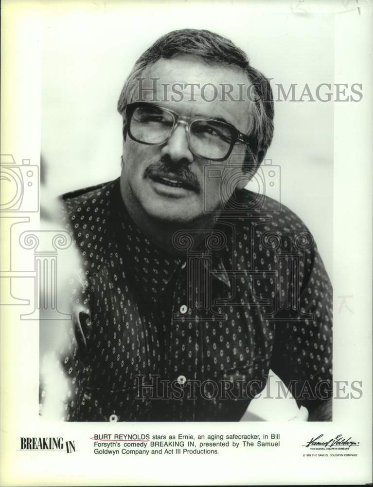 1989 Press Photo Burt Reynolds stars as safecracker Ernie in &quot;Breaking In&quot; - Historic Images