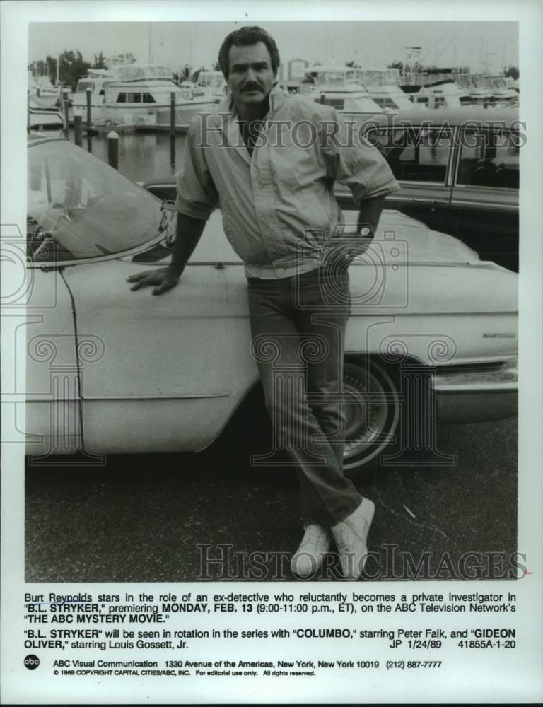 1989 Press Photo Burt Reynolds stars in &quot;B.L. Stryker&quot; on ABC Television - Historic Images