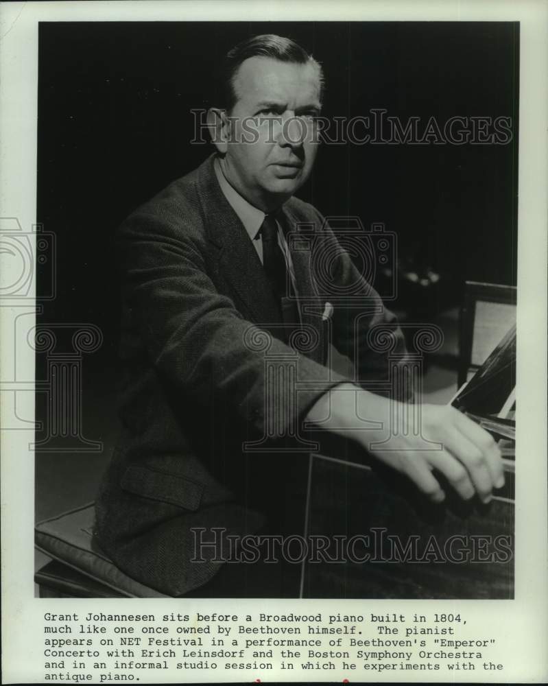 Grant Johannesen sitting at 1804 Broadwood piano - Historic Images
