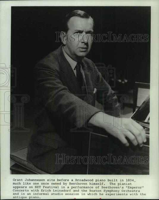 Grant Johannesen sitting at 1804 Broadwood piano - Historic Images