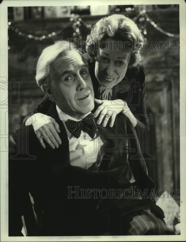 1980 Press Photo Jason Robards &amp; Eileen Heckart in &quot;F.D.R. The Last Year&quot; on NBC - Historic Images