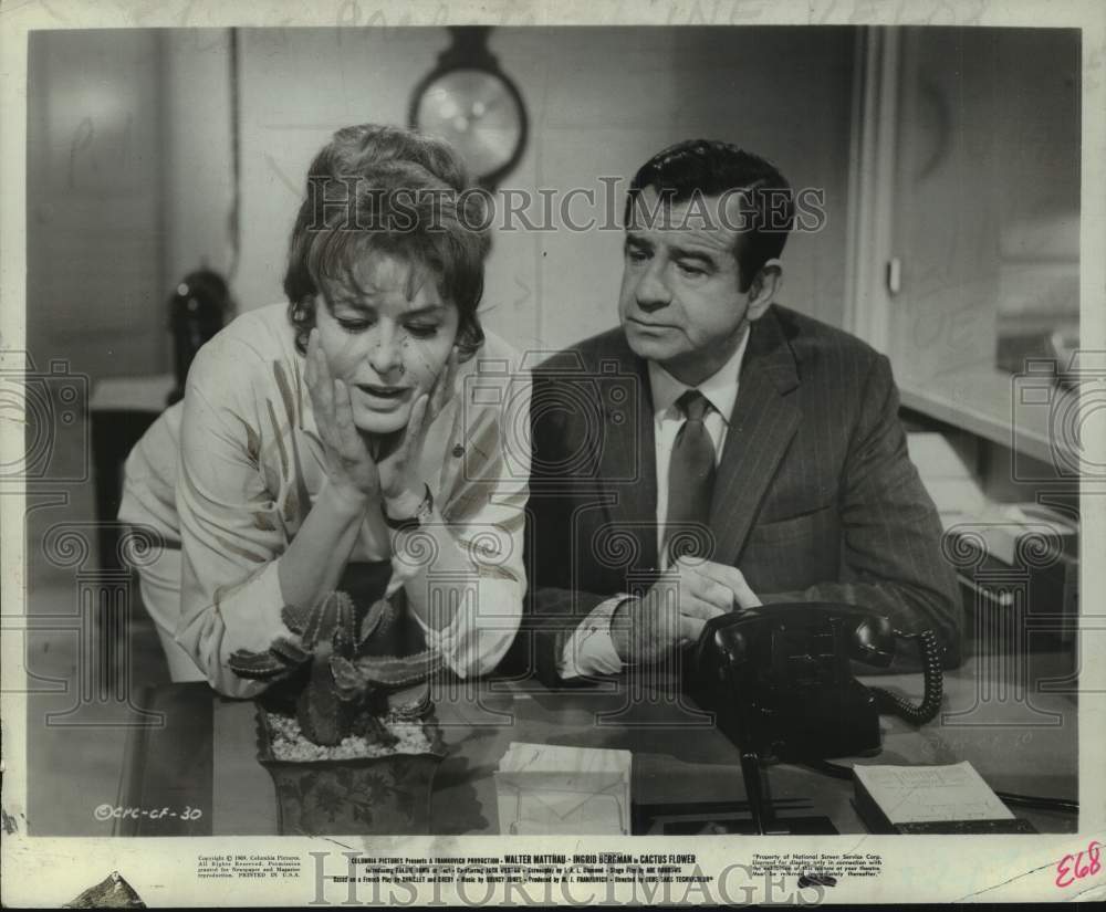 1969 Walter Matthau with costar in scene from "Cactus Flower"-Historic Images
