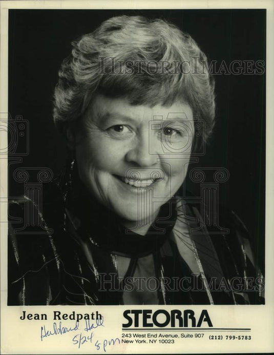 1991 Press Photo New York musical artist Jean Redpath - Historic Images