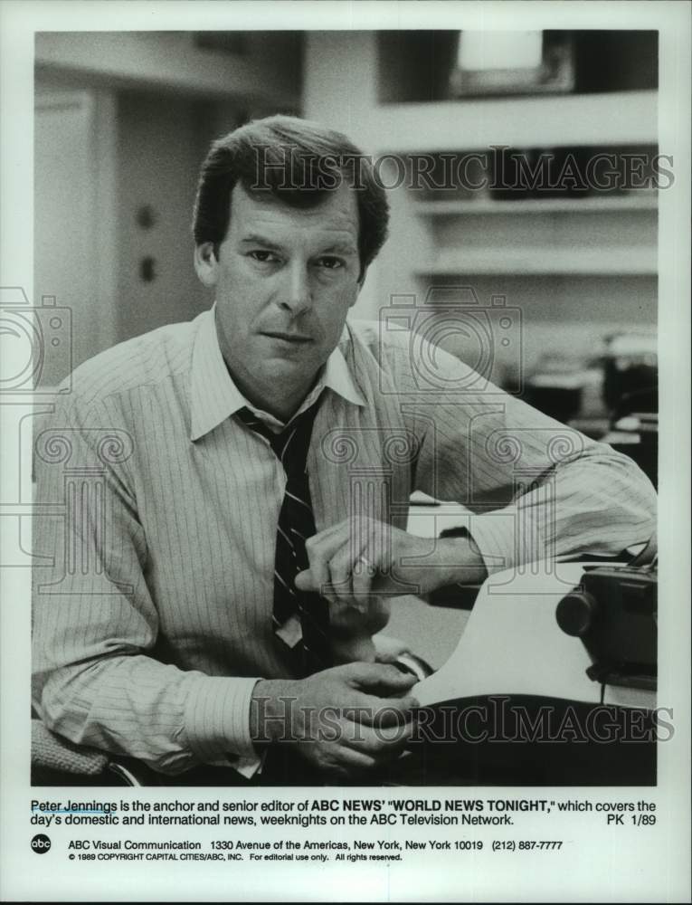 1990 Press Photo Peter Jennings, anchor of "World News Tonight" on ABC-TV - Historic Images
