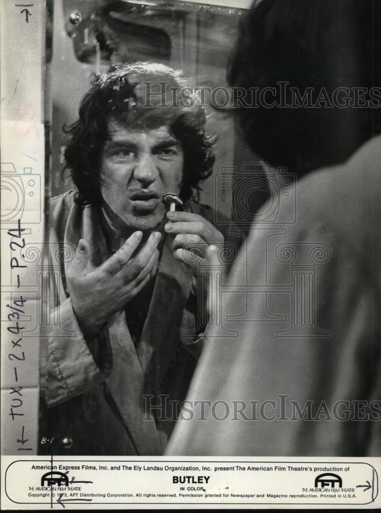 1974 Actor shaving in scene from the motion picture &quot;Butley&quot; - Historic Images