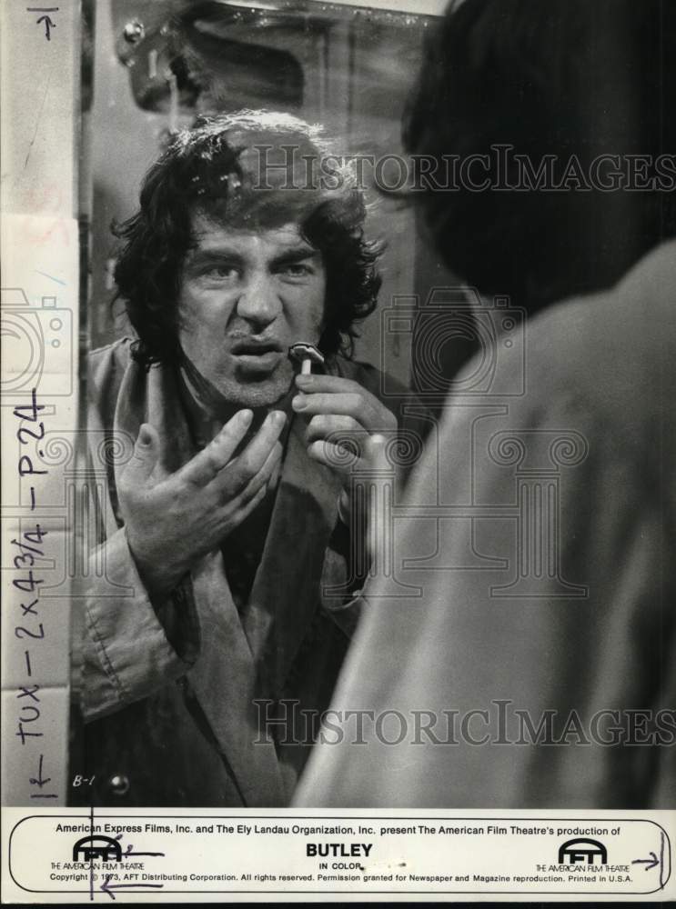 1974 Actor shaving in scene from the motion picture "Butley" - Historic Images