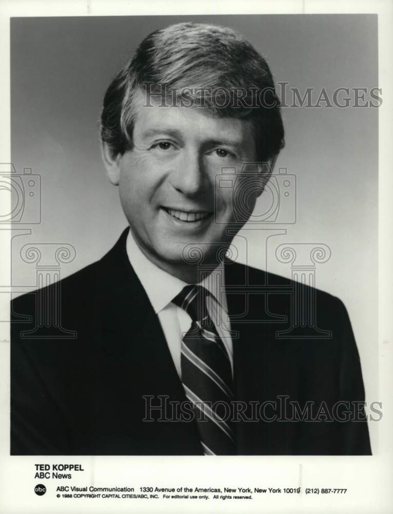 1988 Press Photo ABC News Correspondent Ted Koppel - Historic Images