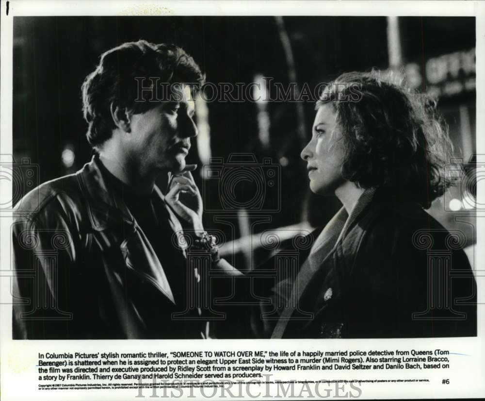 1987 Press Photo Tom Berenger & Mimi Rogers in "Someone To Watch Over Me" - Historic Images