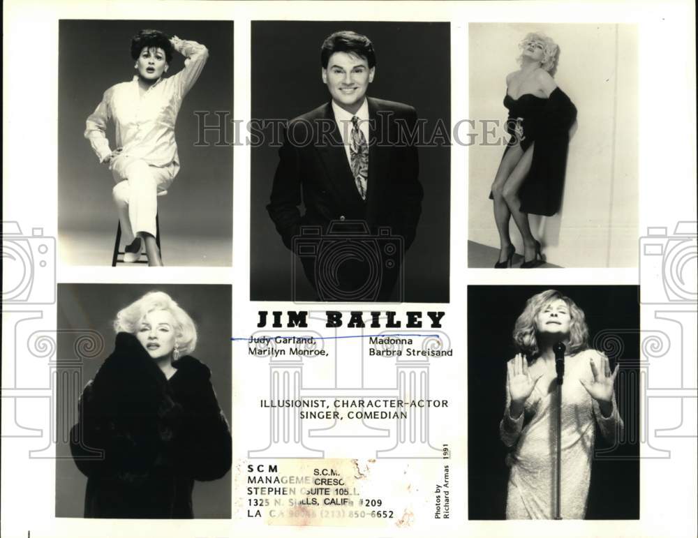 1991 Jim Bailey, Illusionist, Character-Actor, Singer, Comedian - Historic Images