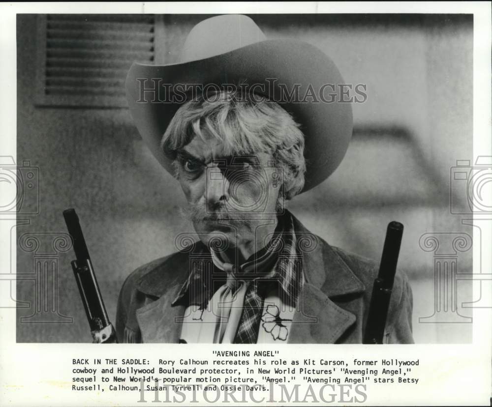 1985 Press Photo Rory Calhous stars as Kit Carson in "Avenging Angel"- Historic Images
