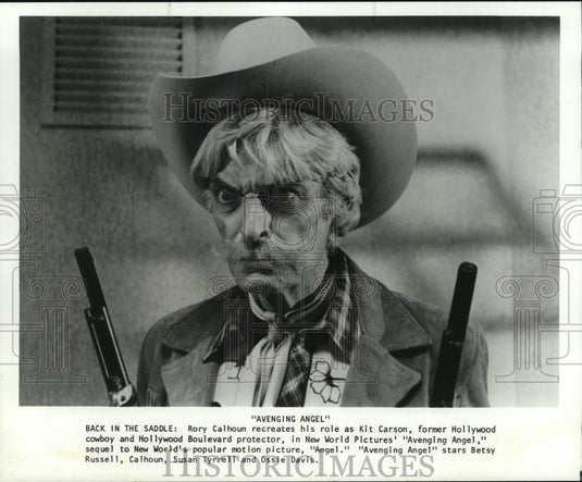 1985 Press Photo Rory Calhous stars as Kit Carson in "Avenging Angel"- Historic Images