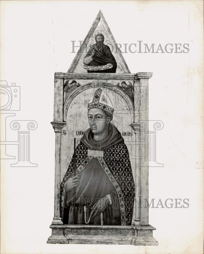 1962 Press Photo Artist Ugolino da Siena's Painting of Saint on Panel- Historic Images