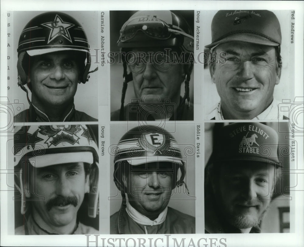 1989 Press Photo Harness racing driver head shots - tus00999 - Historic Images