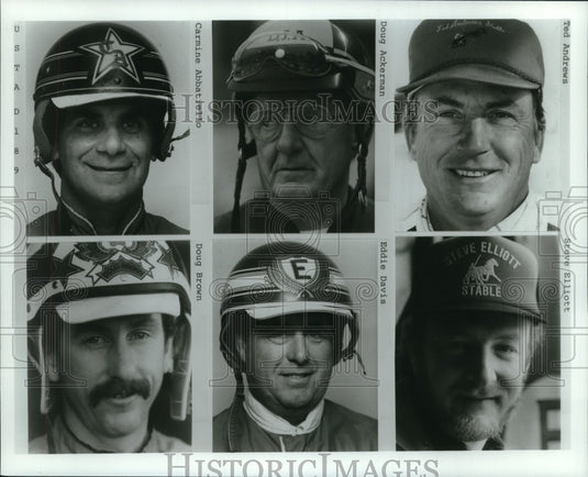 1989 Press Photo Harness racing driver head shots - tus00999 - Historic Images