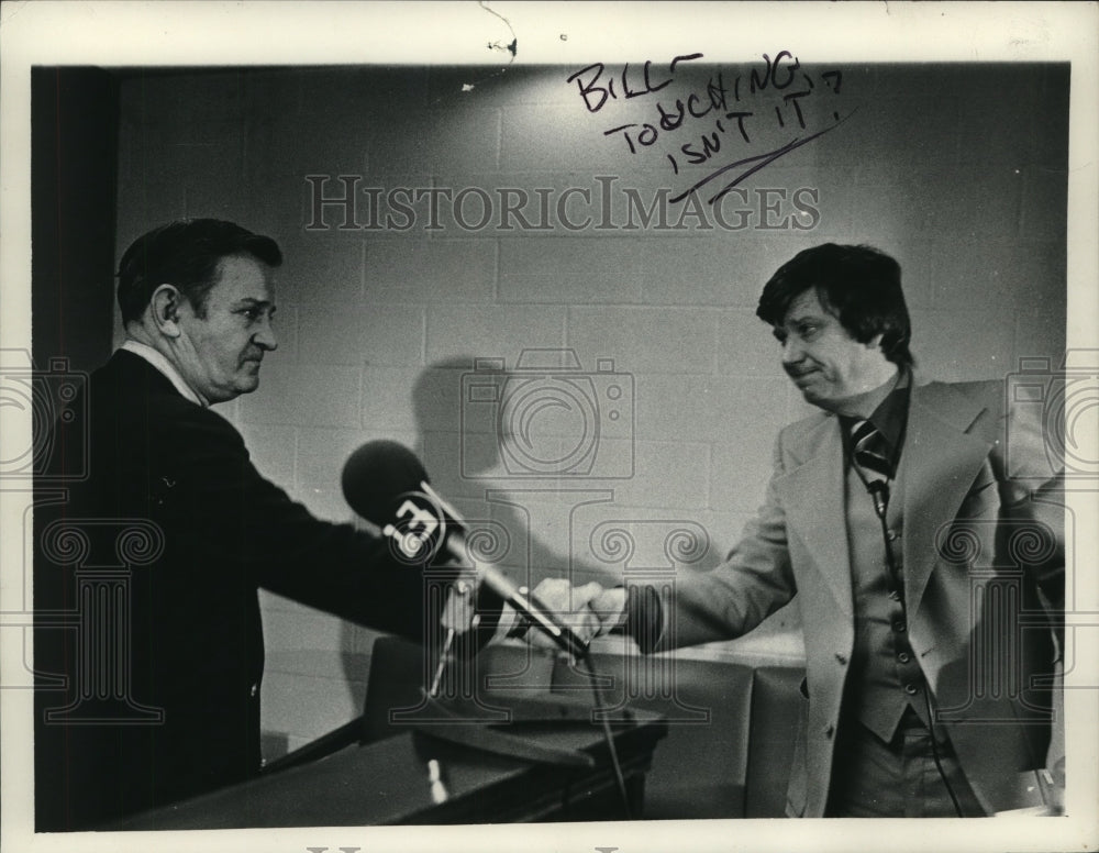 Press Photo Union College officials at press conference in Schenectady, New York - Historic Images