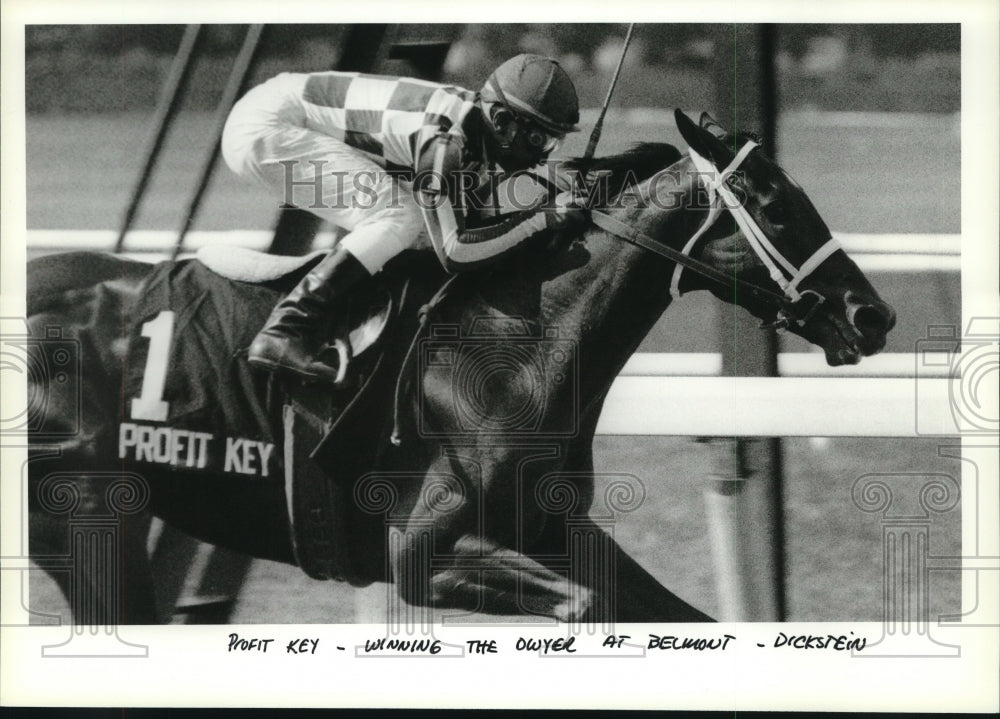 1990 Press Photo Profit Key wins the Dwyer at Belmont in New York - tus01162 - Historic Images