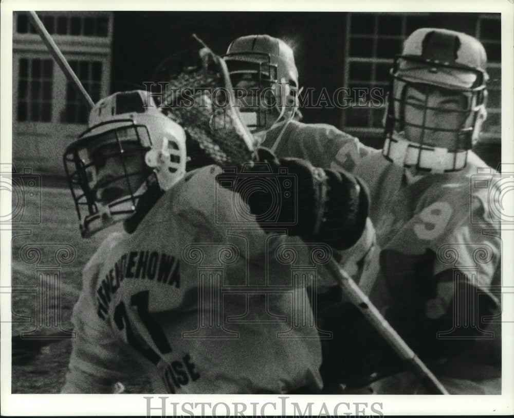 Shenendehowa HS lacrosse player battles Columbia players - Historic Images