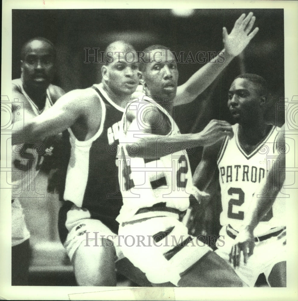 Press Photo Albany Patroons vs. Charleston Gunners action in New York- Historic Images