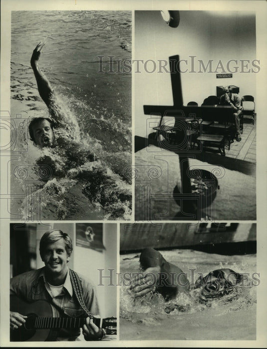 1976 Press Photo 4 photos of Olympic Swimmer John Naber as promo for ABC sports- Historic Images