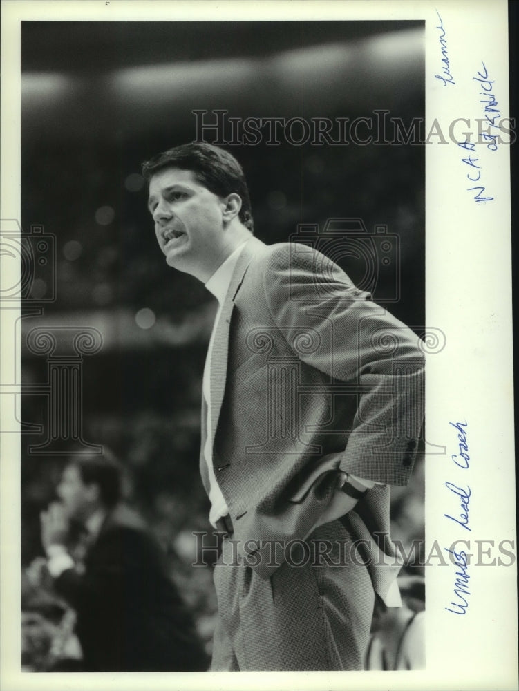 Press Photo UMass Basketball head John Calipari looks on during NCAA game- Historic Images