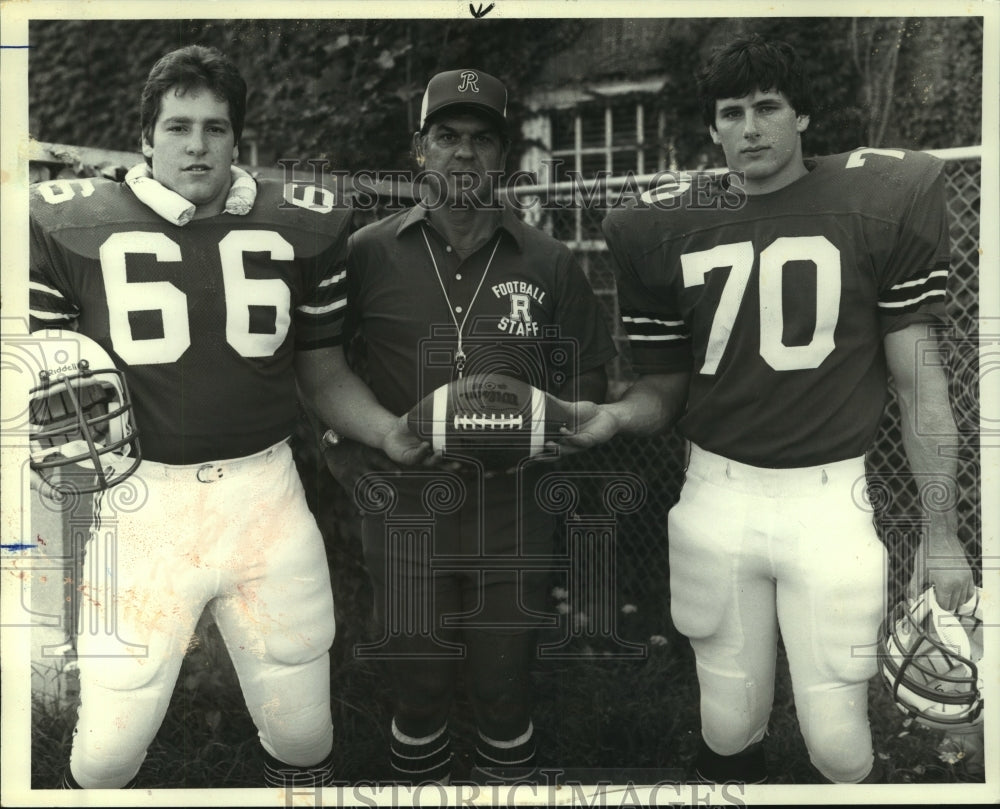 RPI  coach Bob Ducatte with co-captains Bob Levine and John Ecker - Historic Images