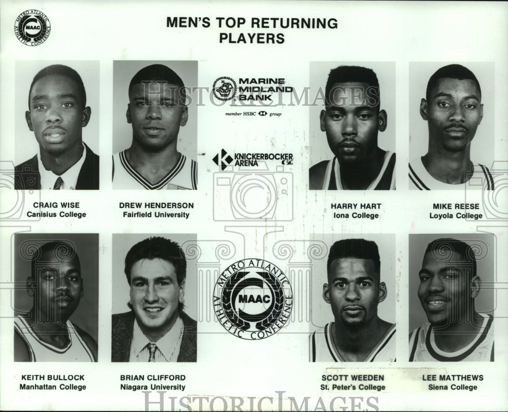 Press Photo Metro Atlantic Athletic Conference basketball players head shots - Historic Images