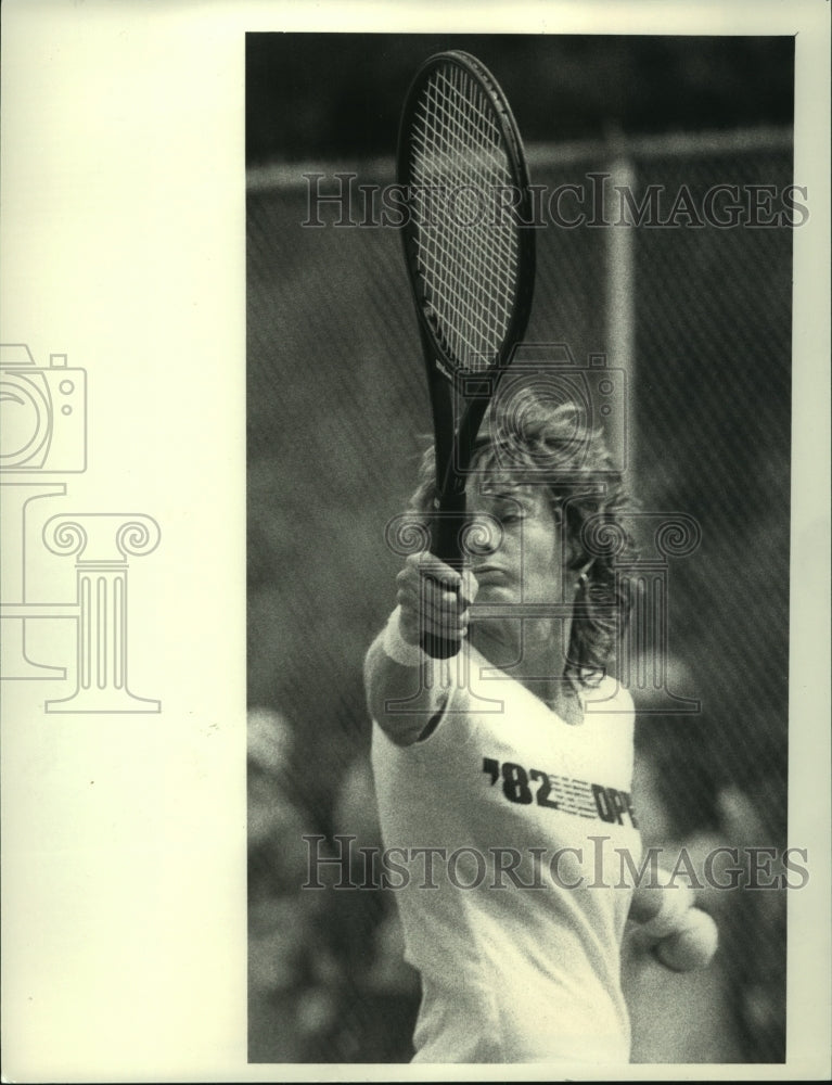 Tennis player Janet Newberry, the #2 seed from FL, returns shot. - Historic Images