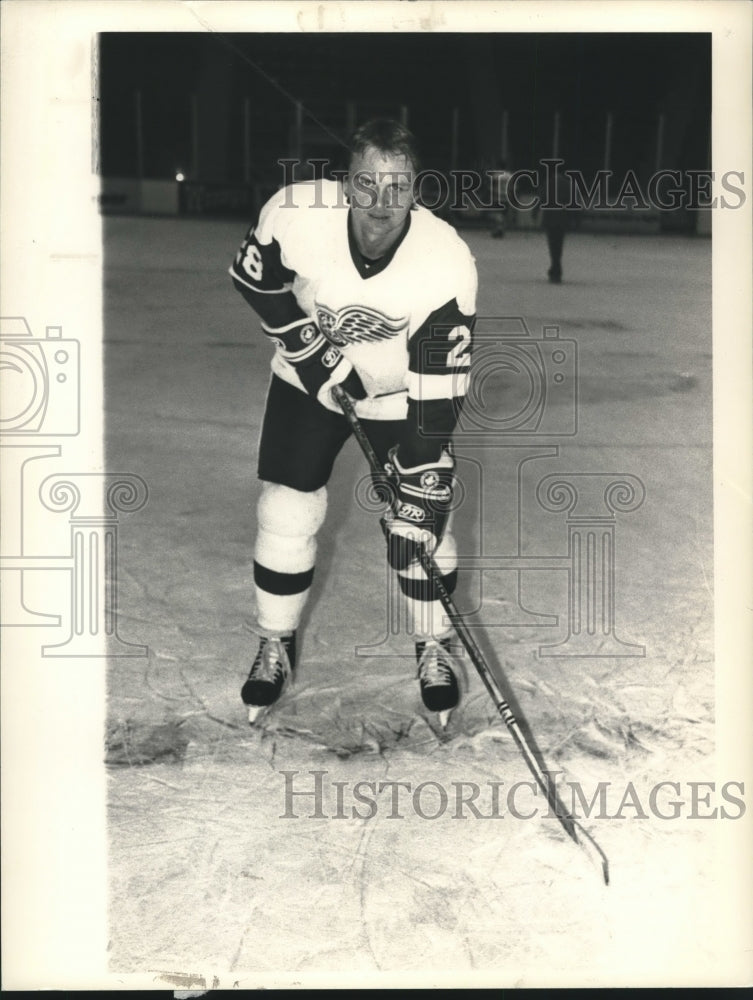 Press Photo Red Wings hockey player #28 Miroslav Ihnacak poses on the ice - Historic Images