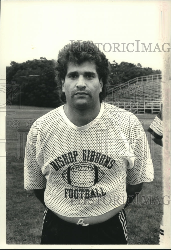 Press Photo Vince Pagano, Bishop Gibbons High School football coach, Albany, NY - Historic Images