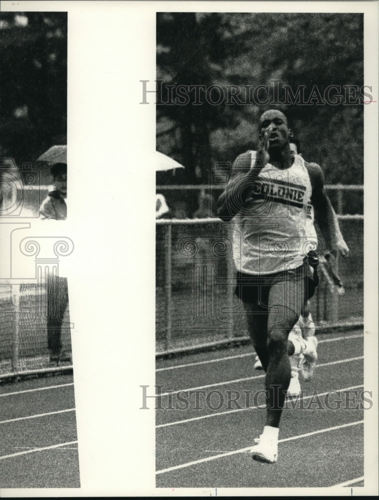 Press Photo Dave Gamble of Colonie, New York, wins 400 meter dash race - Historic Images
