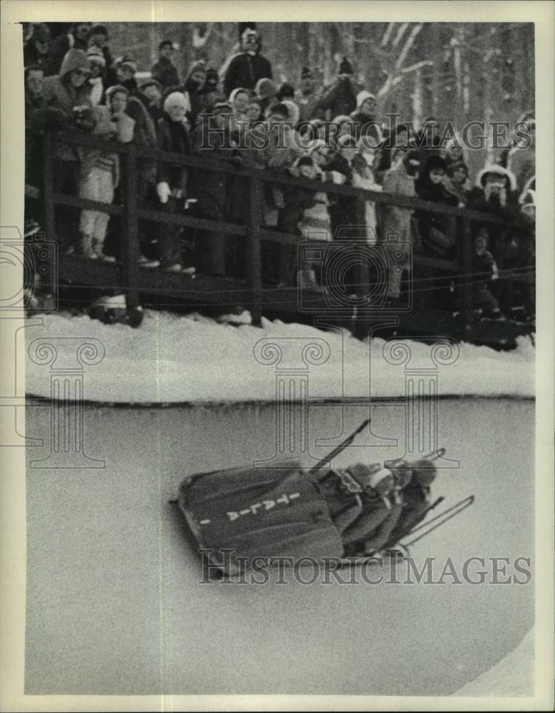 1973 Press Photo Mt. Van Hoevenberg Bobsled Run, Lake Placid, New York - Historic Images