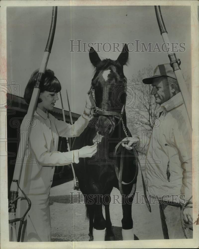 1966 Press Photo Racehorse Express Rodney gets a treat in New York - tus04788 - Historic Images