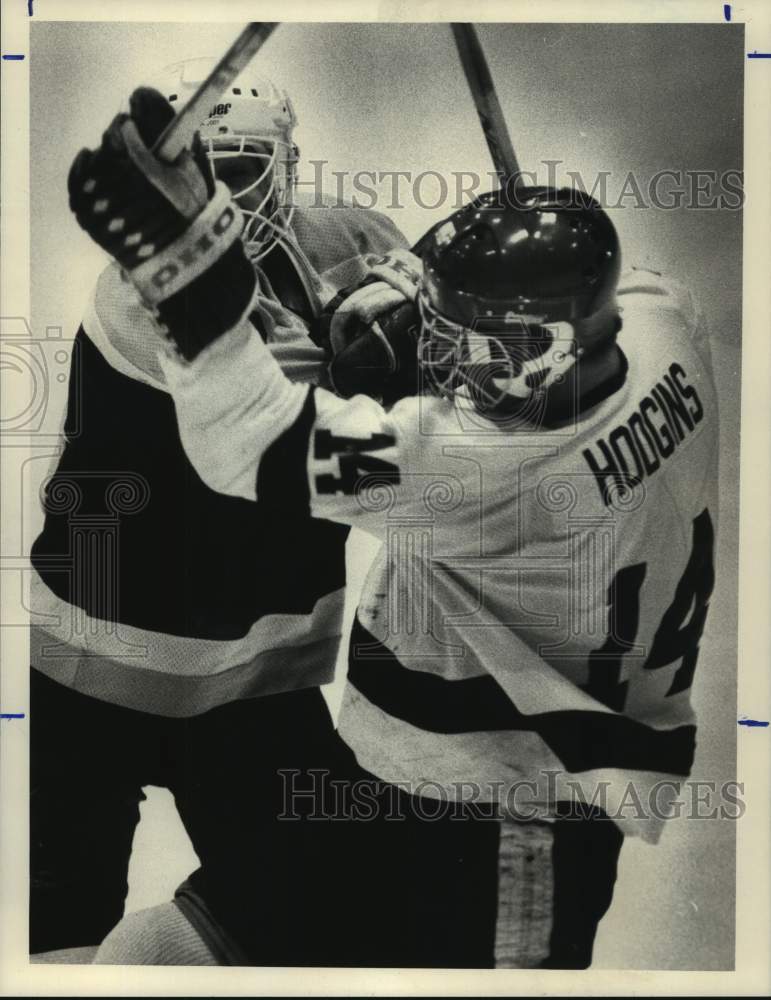 1985 Press Photo Union College vs. Babson College hockey, Schenectady, New York - Historic Images