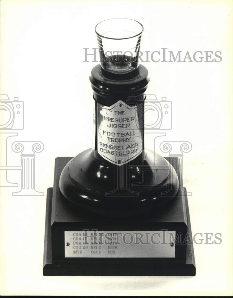 Press Photo The RPI-Coast Guard Presuper Jigger football trophy - tus05966- Historic Images