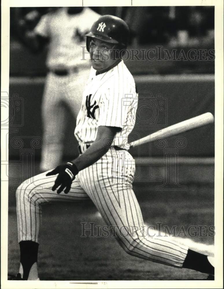 1989 Press Photo Albany-Colonie Yankees baseball player Oscar Azocar at Heritage - Historic Images