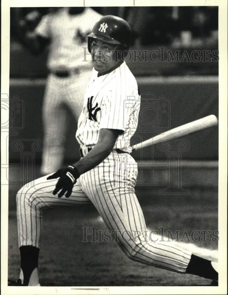 1989 Press Photo Albany-Colonie Yankees baseball player Oscar Azocar at Heritage - Historic Images